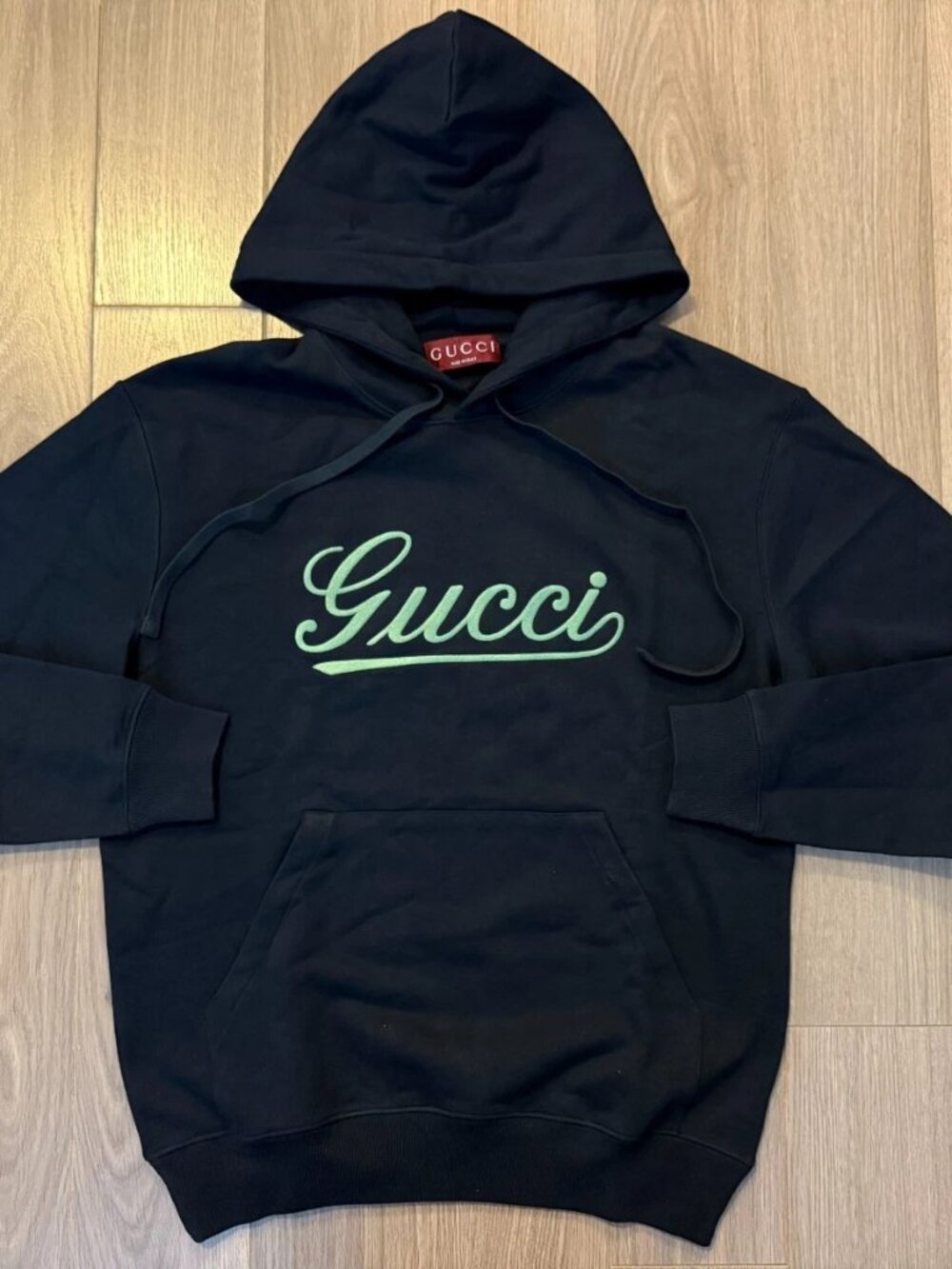 Gucci Logo Cotton Jersey Hoodie sweatshirt navy XS S M